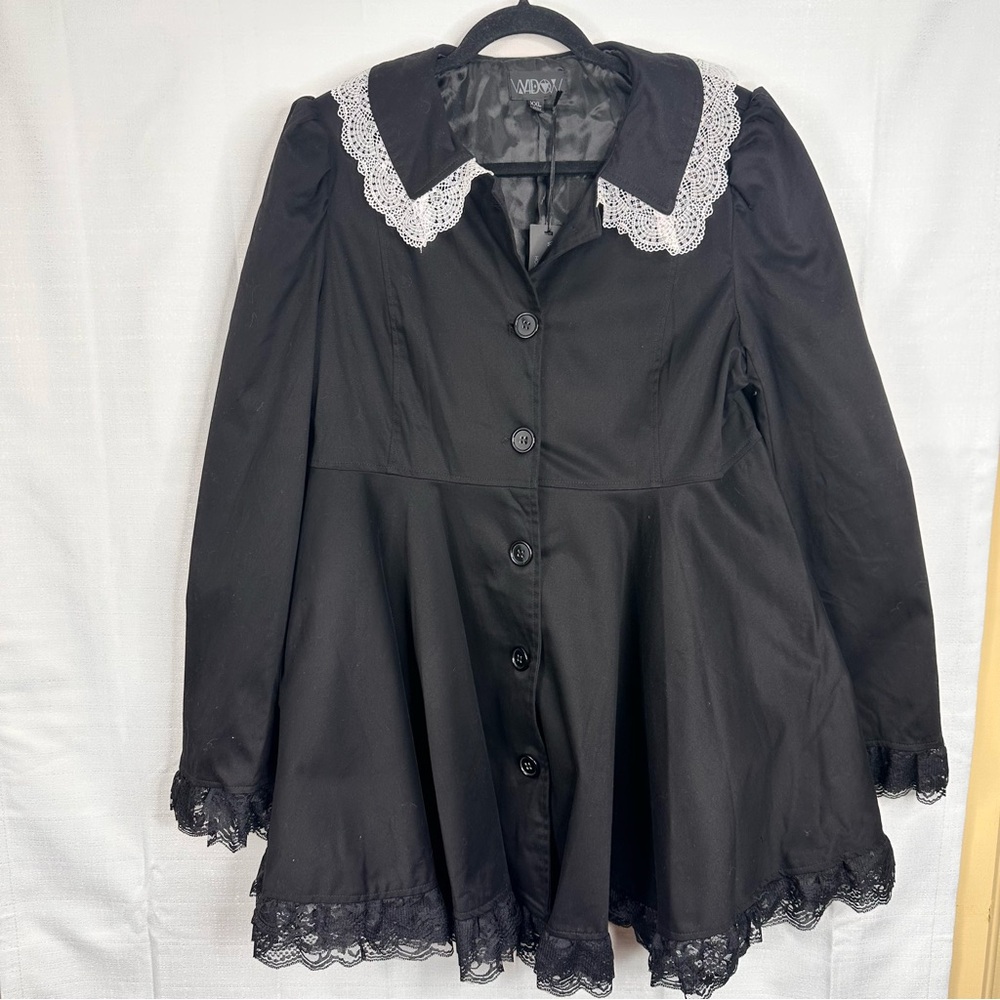 Dolls Kill desperate pursuit ruffled jacket lace silky lining button up closure